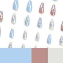 Blue Almond Nail Art Nail Piece Star Love Wear Nail Nail Nail Patch Nail Art Piece False Nail - JP2787 - 查看 3