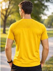 LUZZIAN Men's Dry Fit T-Shirt Brazil Lightweight Breathable Sportswear For The Gym - 黃色 - 查看 3