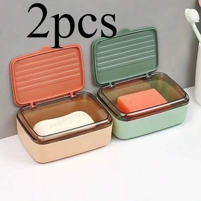 2 hộp đựng xà phòng có nắp đậy kín, hộp đựng xà phòng du lịch dung tích lớn, tiện dụng cho gia đình, ký túc xá và sinh viên.