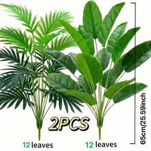 2 Sets Premium Artificial Palm And Banana Tree Set, Tropical Plants, Realistic Green Leaves, Suitable For Home, Office, Hotel, Garden, Patio, Wedding Decoration (Pots Not Included), Indoor/Outdoor Use, Indoor/Outdoor Decor. | Vibrant Tropical Decor | , Artificial Outdoor Trees, Home Decor Artificial Plants, Decorative Artificial Plants, Artificial Plants - Multicolor - View 4