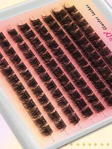 Waloshow 96pcs/Box Single Lashes, D-Curl Fluffy Mink Lashes, Wet Effect Cartoon Lashes, Messy Natural Look, Suitable For Daily Wear, Natural Makeup - D - View 4