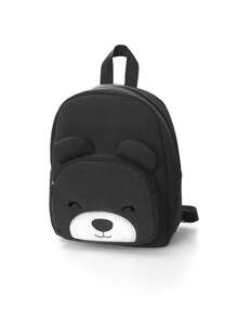 Corduroy Backpack For Teens Featuring A Front Pocket With A Cute Embroidered Design; A Comfortable Everyday Bag Suitable For Outings Or As A Gift. - Black - View 4