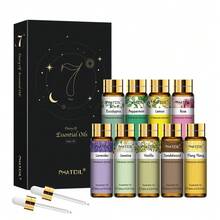 PHATOIL 高级精油套装，9瓶装，每瓶10毫升/0.33液盎司，适用于香薰机、加湿器、DIY香水、肥皂和蜡烛制作，最佳礼品之选 - 薰衣草/茉莉/尤加利/香草/薄荷/玫瑰/依兰/柠檬/檀香 - 9 pcs/set-02 - 查看 3