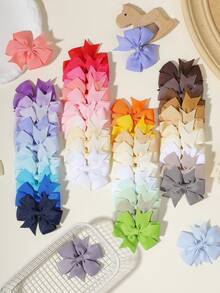 20pcs/Set Multicolor Grosgrain Ribbon Bow Hair Clips, Satin Fabric Non-Damaging Hair Accessories, Sweet Style Suitable For Daily & School Wear - Mixed color - View 7