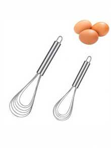 Bộ 2/3 que đánh trứng phẳng bằng thép không gỉ, kích thước 8 inch, 10 inch và 12 inch, que đánh trứng phẳng 6 dây bằng thép không gỉ, thích hợp để nấu nướng, trộn và đánh bông. - Nhiều màu - Xem 11