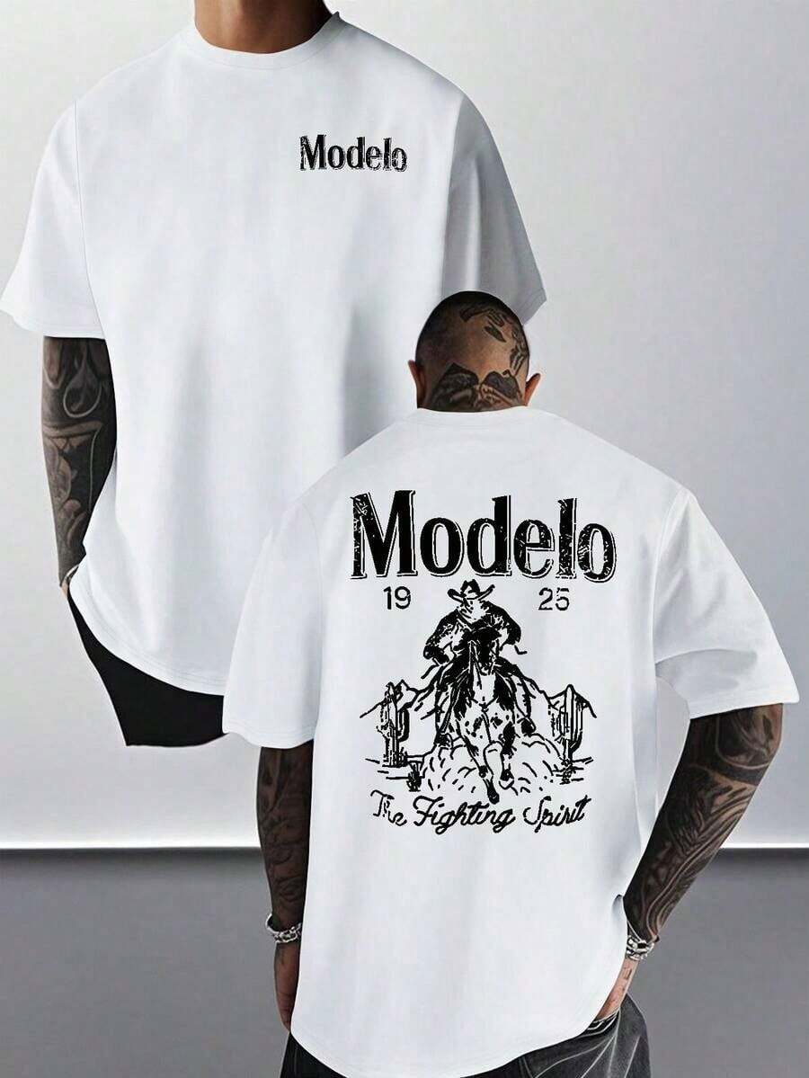 Camiseta Modelo estampado gráfico playeras de hombre algodón puro estilo deportivo informal estilo urbano moderno ideal para viajes deporte uso diario nacional envio - Blanco - Ver 1