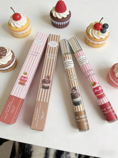 2瓶35毫升冰淇淋香水 - 甜美草莓巧克力香型，持久留香女士滚珠香水喷雾