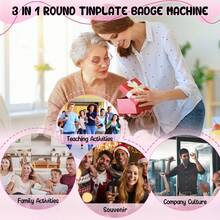 Square Button Maker Machine Fridge Magnet DIY Badge Press Kit With 100 Sets Supplies No Assembly - Pink - View 10