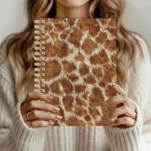 DANPERJI 1 cuốn sổ tay lò xo A5 in hình hươu cao cổ, sổ ghi chép họa tiết lông thú sắc nét (không phải lông thú thật), món quà văn phòng phẩm hoàn hảo cho người yêu động vật, thích hợp cho văn phòng và trường học. - lông hươu cao cổ - Xem 3