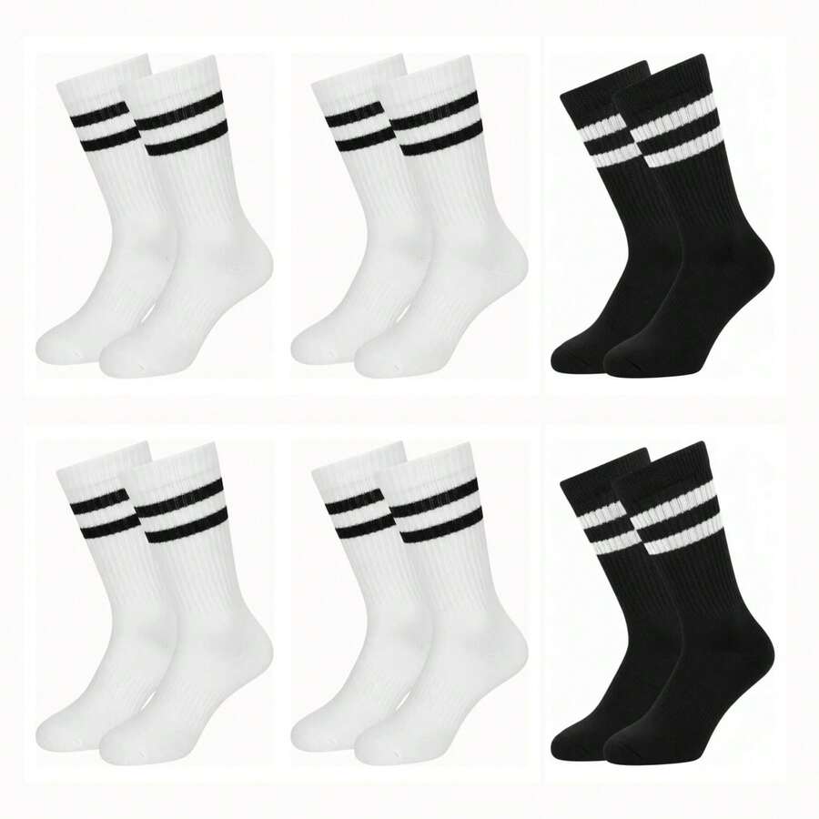 Men Sports Socks - Black and White - View 1