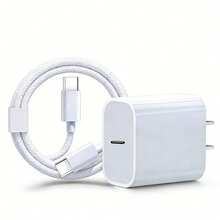 Set Pengisi Daya Cepat USB-C PD 20W, Kabel Data Type-C ke C Nilon Kepang 1/2/3 Meter, Colokan Pengisi Daya Dinding Portabel Ringkas, Kompatibel dengan iPhone 17 16 15, Kompatibel dengan S26-S20 - Steker Tipe AS A (110-127V) - View 1
