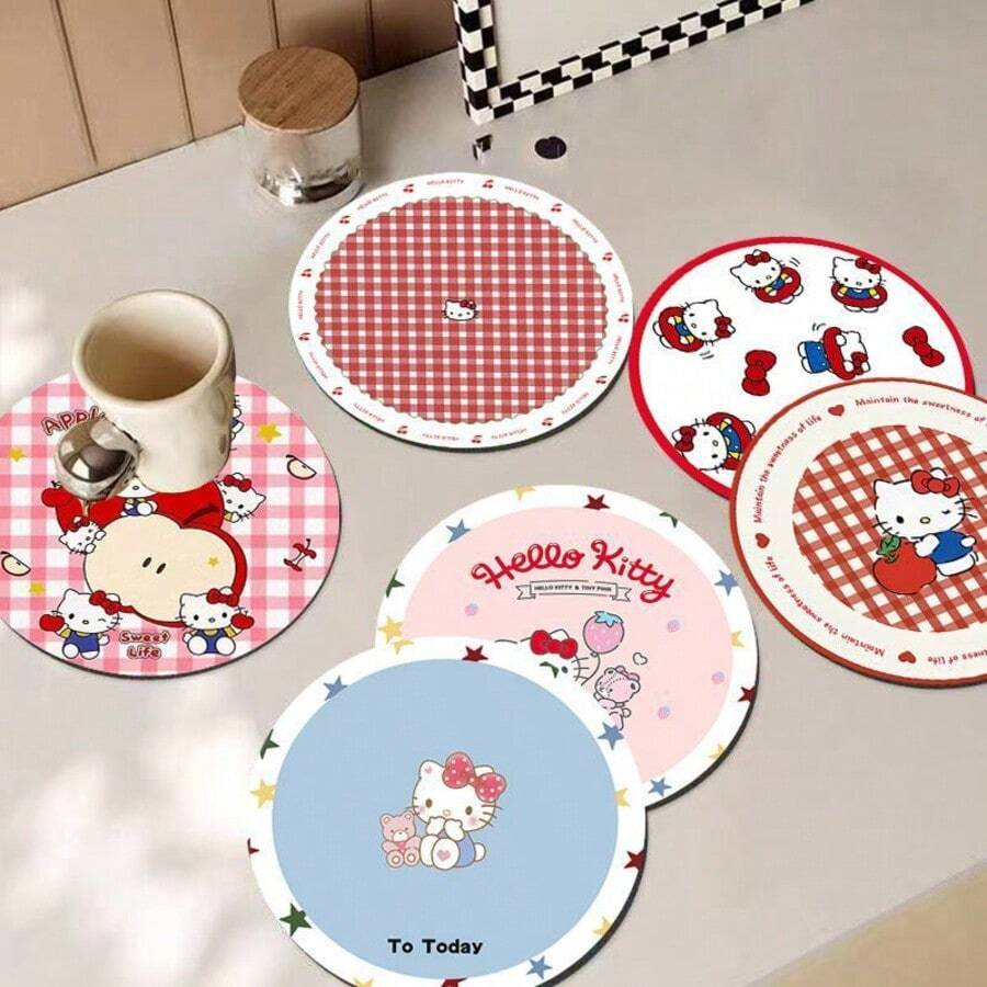 30*30cm Cute Cartoon Heat Insulation Coaster, Waterproof Anti-Slip Desk Mat, Heat Resistant Cup Pad - Random Color Pattern - View 1