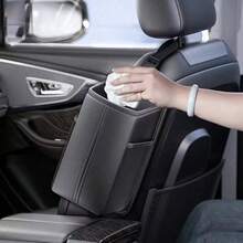 1 Piece Car Seat Side Multi-Functional Storage Bag - PU Leather Hanging Storage Pouch With Tissue Paper Dispenser, Phone And Pen Mesh Pockets. Car Tissue Box, Car Side Tissue Holder, Hanging Car Storage Bag, Multi-Purpose Tissue Box Organizer. - Multicolor - View 9