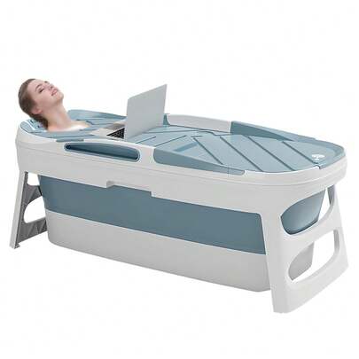 Folding Bathtub, Portable Bathtub Adults, Plastic Folding Thicken Bathtub, Foldable Sweat Steaming Bathtubs With Lid, Family Soaking Bath Tub