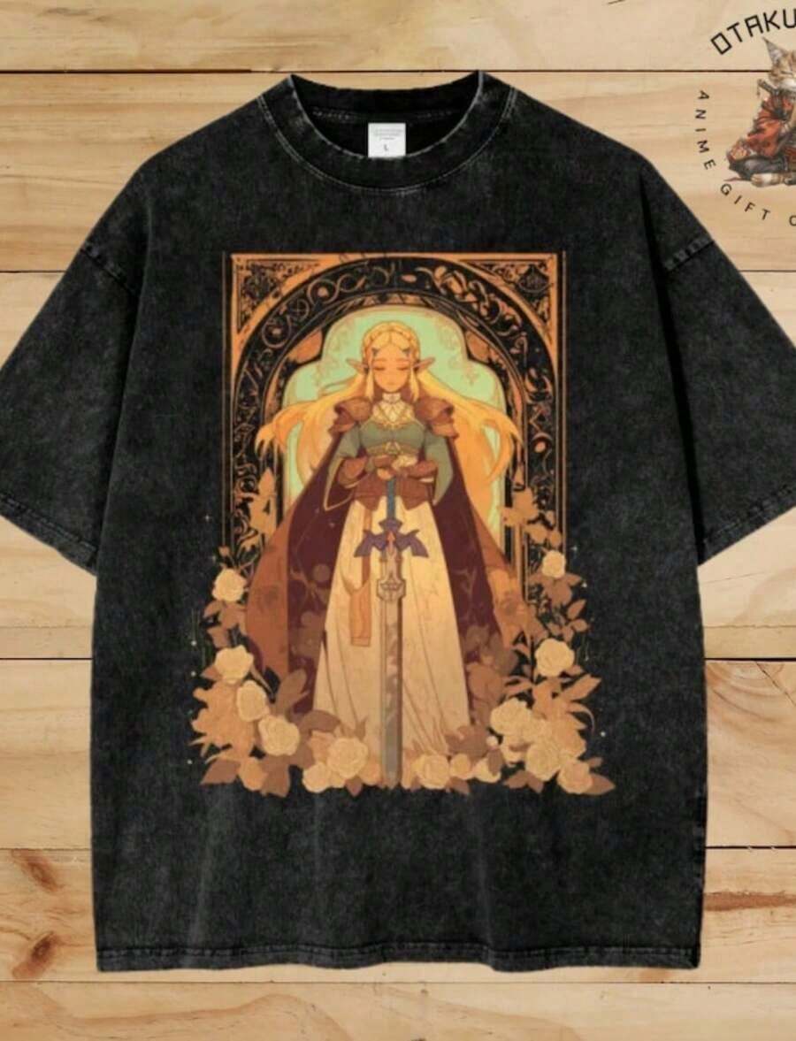 Summer Topssummer Tops2026Princess Zelda T Shirt, Legend Of Zelda Shirt, Retro Gaming T-Shirt, Fantasy Character Tee, Hero Ofsummer Clothessummer Clothes - Đen 10 - Xem 1