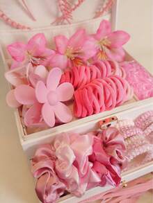 262 Stück Rosa Haaraccessoires Set für Frauen und Mädchen, Blumen Haarclips, Spiral Haargummis, Satin Scrunchies, Zahn Haarspangen, Elastische Haarbänder, Haarkamm Styling Tools, süßes Haarstyling Set für Alltag, Party, Reise, Geschenk (ohne Verpackung), Sommer, Feiertage, Haarklammer, Haarreif, Klammern, Haarstyling Set, Festival, Geburtstag - Verschiedenfarbig - Übersicht 4