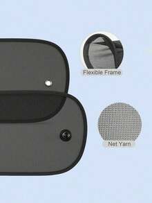 2 tấm che nắng ô tô - Tấm che nắng cửa sổ bên hông xe tự dính đa năng - Chống tia UV và chắn nắng, an toàn cho trẻ em, thú cưng và người lớn - Kích thước 20 inch x 12 inch, không có giác hút (Màu đen) - A - Xem 5