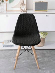 1 Or 4 Pieces, Abstract Plaid, Shell-Style Chair Cover, Full-Coverage Chair Cover, Home Essentials, All-Season Use, Durable, Stain-Proof, Cat-Scratch Resistant, Thickened, Dustproof, Stretchy Chair Cover, Perfect For Living Room, Study, And More - Black - View 3
