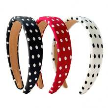 Adorable Polka Dot Hairband Inspired By French Fashion  Bow Headband For Girls And Women Comfortable Elastic Design Perfect For School Office Or Weekend Styling - Đỏ - Xem 5