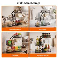 Senmeo 1pc Sleek 3-Tier Metal Cosmetic Organizer (No Installation), Space-Saving For Dressing Table/Bathroom - 白色帶紙巾盒 - 查看 7