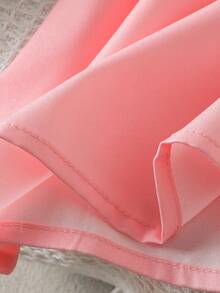 女童无袖连衣裙，甜美粉色蝴蝶结露背公主裙，收腰蓬蓬裙吊带裙，圆领露背蝴蝶结设计，女童休闲假日连衣裙，姐妹装 - 粉色 - 查看 8