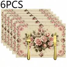 1/2/4/6/8件套数字印花餐垫,复古农舍风格,饰以花卉图案,尺寸30*45厘米。适用于日常使用、节日、派对、生日、婚礼、晚宴、厨房和餐厅装饰。 - 彩色 - 查看 19