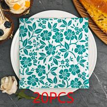 IOOJA 20/50pcs 2-Ply Unfolded Size 33*33cm Hand-Painted Floral & Leaf Print Party Napkins, Disposable Tissue Paper Suitable For Theme Parties, Essential For Company Events, Friends Gatherings - Multicolor - View 9