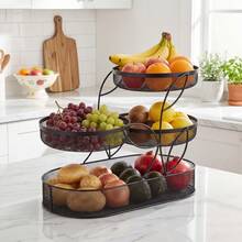 Senmeo 1PC 3-Tier Black Heart-Shaped Fruit Basket Bowl, Countertop Storage & Display Rack For Fruits/Vegetables/Snacks, Picnic/Wedding/Party Holiday Gift - 樹葉狀 - 查看 10