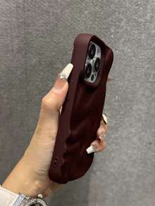 1pc Burgundy Minimalist 3D Wavy Pattern Soft Phone Case Compatible With IPhone 17 Pro Max/17/17 Pro, 16 Pro Max/16/16 Pro/16 Plus, 15/15 Pro Max/15 Pro, 11/12/13/14 Pro Max, 11 Pro/11 Pro Max, 12 Pro/12 Pro Max, 13 Pro/13 Pro Max, 14 Pro/14 Pro Max, Elegant Creative Design - Burgundy - View 2