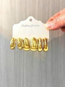 18pcs/Set Fashionable & Elegant Earring Set, Suitable For Daily Outings, Gatherings, Gifts, Travel, And Vacation Wear - Gold - View 5