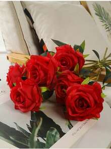 10 Stücke realistische künstliche Seidenrosen Blumenstrauß mit langen Stielen, lebensechte & langanhaltend weiße Rosenstrauß für Hochzeit, Zuhause, Party & elegante Tischdekoration Rosen-Arrangements Hochzeitsdekoration - Verschiedenfarbig - Übersicht 11