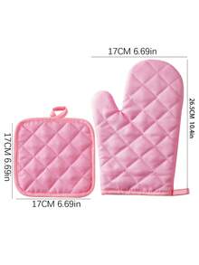 2pcs/4pcs Set Pink Oven Mitts And Pot Holders, Double-Sided Rhombus Pattern, Washable Kitchen Baking Cooking Heat Resistant Gloves And Pads, Microwave Mat Set - View 6