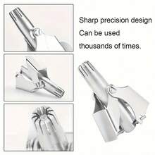 Máy tỉa lông mũi unisex, chất liệu thép không gỉ, đầu tròn nhỏ chất lượng cao, không dùng pin, có thể rửa được. - Thép không gỉ - Xem 7