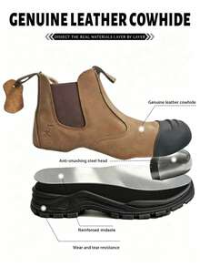 Giày bảo hộ Chelsea dành cho nam | Giày lao động chống va đập và chống đâm thủng | Giày công nghiệp chống trượt - màu nâu - Xem 2