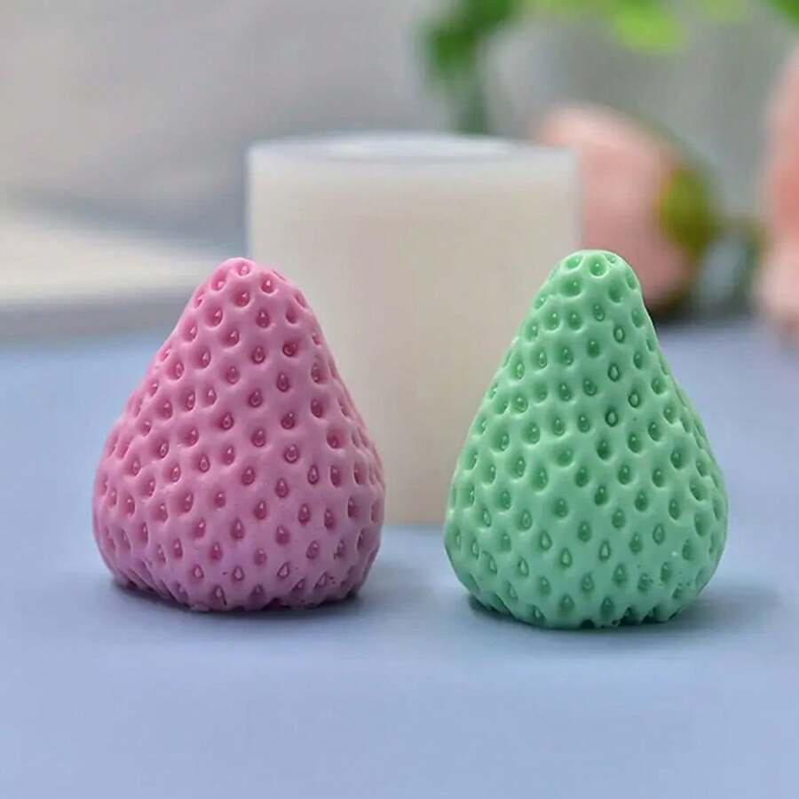 Khuôn silicon hình quả dâu tây 3D mới, khuôn silicon thủ công tự làm. - A-trắng - Xem 1