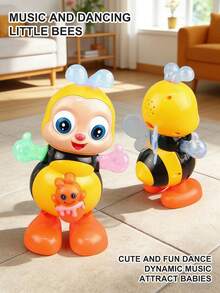 Electric Rocking Bee Toy With Sound And Light Interaction, Suitable For Children 3+ Years Old. Adorable Design With Soft Colorful Lights And Dynamic Music. Made Of ABS Material, Shock-Resistant, Can Swing And Walk Steadily. Suitable For Family Play And Parent-Child Interaction. - Multicolor - View 2