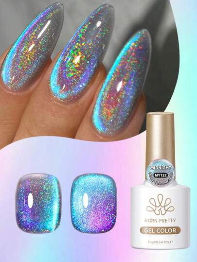  BORN PRETTY 10ml Midnight Holo Cat Magnetic Gel Ultra Shine Long Lasting Soak Off UV Gel Nail Art Varnish Nail Salon Manicure Use