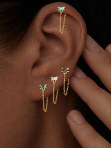1 pieza Pendientes de borla de plata de ley S925 - Diseño multicapa, versátil para uso diario y vacaciones, regalo ideal para novia, mamá y hermana - soltero - Ver 2