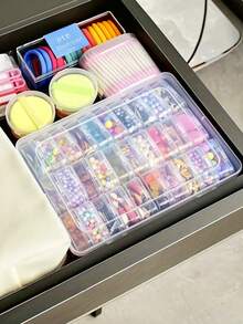Hộp đựng trang sức móng tay 1 chiếc với 30/15 ngăn nhỏ, hộp đựng trang sức, hộp đựng phụ kiện DIY, hộp đựng trang sức móng tay, hộp đựng đa chức năng, thích hợp cho nghệ sĩ làm móng, chuyên viên nối mi, hộp đựng đồ trang điểm. - Bộ - Xem 4