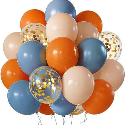 50/35pcs 10-Inch Vintage Gray & Naked Gold Confetti Latex Balloons In Burning Orange & Gray, Party Decorations For Birthday, Wedding, Gender Reveal, Anniversary, Friends, Baby Shower