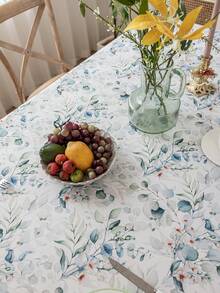 1pc Spring/Summer Fresh Sage Green Floral & Bamboo Tassel Tablecloth, Farmhouse Style Rectangular Dining Table Cover, Washable For Home Kitchen, Dinner Party, Picnic, Date, Wedding, Theme Party, Indoor/Outdoor Use - Sage Green - View 21
