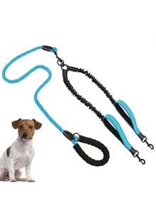 1pc Dual-Ended Elastic Dog Leash With 2 Extra Handles, 360° -Free Swivel, Shock Absorbing Dual Dog Leash To Prevent Dogs From Running Wild, Escaping Or Colliding - Multicolor - View 8