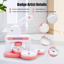 1 Set Máquina para hacer insignias, 55mm (2.16") Creador de botones de alfiler DIY con 48 patrones y piezas de botones, Máquina de prensa creativa multifuncional portátil con kit de perforación de insignias y cortador circular, Regalo ideal de artes y manualidades para fiestas, proyectos escolares, sin instalación - Multicolor - Ver 11