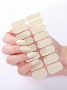 80pcs Light Brown Nail Stickers, Minimalist Solid Color Full Coverage Nail Stickers, Salon Quality, Easy Application, Suitable For Women's Casual DIY Manicure - Multicolor - View 3