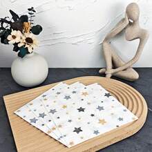 IOOJA 20/50Pcs 2ply Unfolded Size 33*33cm Hand-Drawn Star Print Party Napkins Disposable Paper Napkins Suitable For Theme Parties Designed For Lively Parties Essential For Company Team Building And Friends Gatherings - Multicolor - View 4