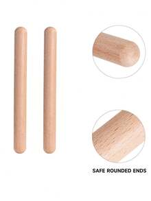 1/16对古典木制打击乐器，8英寸节奏天然硬木鼓棒，乐器，乐器，Otamatone，硅胶指套，拍板棒 - 彩色 - 查看 3