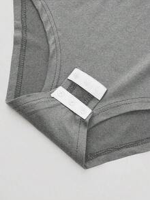 Maternity Women's Crew Neck Long Sleeve Bodysuit, High Elasticity, Suitable For Casual Daily Wear - Grey - View 6