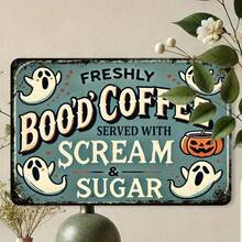 HELLOYOUNG Vintage Halloween Coffee Metal Sign 8x12 Inches – Rustic Wall Art For Home, Kitchen, Office, Garage Decor, Fall Room Decoration - Multicolor - View 7