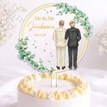 1 pieza de siluetas de novia y novio de acrílico para decorar pastel de boda, personalizado, celebración de aniversario, pareja de mascotas Sr. y Sra., novia y novio rústicos personalizados, 1 pieza de decoración de pastel de cumpleaños con diseño floral y de corazón, con acentos dorados, adecuado para decoración de fiestas, decoración de taza de flores de acrílico personalizada, suministros para fiesta de cumpleaños, decoración de habitación, regalo, cumpleaños, graduación, decoración de cumpleaños, decoración de fiestas, despedida de soltero - Etiqueta para pastel con imagen de pareja nueva C-Nueva - Ver 6