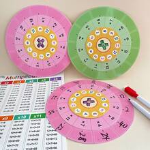 1-12 Tarjetas de Entrenamiento de Multiplicación con Mesa Giratoria de Emparejamiento de Hechos Matemáticos, Herramienta de Aprendizaje Montessori para Niños, Juguetes de Iluminación Matemática - Multicolor - Ver 9